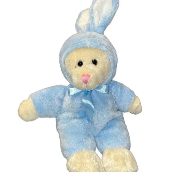 Dan Dee Plush Bunny Rabbit Stuffed Animal Baby Shower Gift Ribbon Nursery Blue - Picture 3 of 10